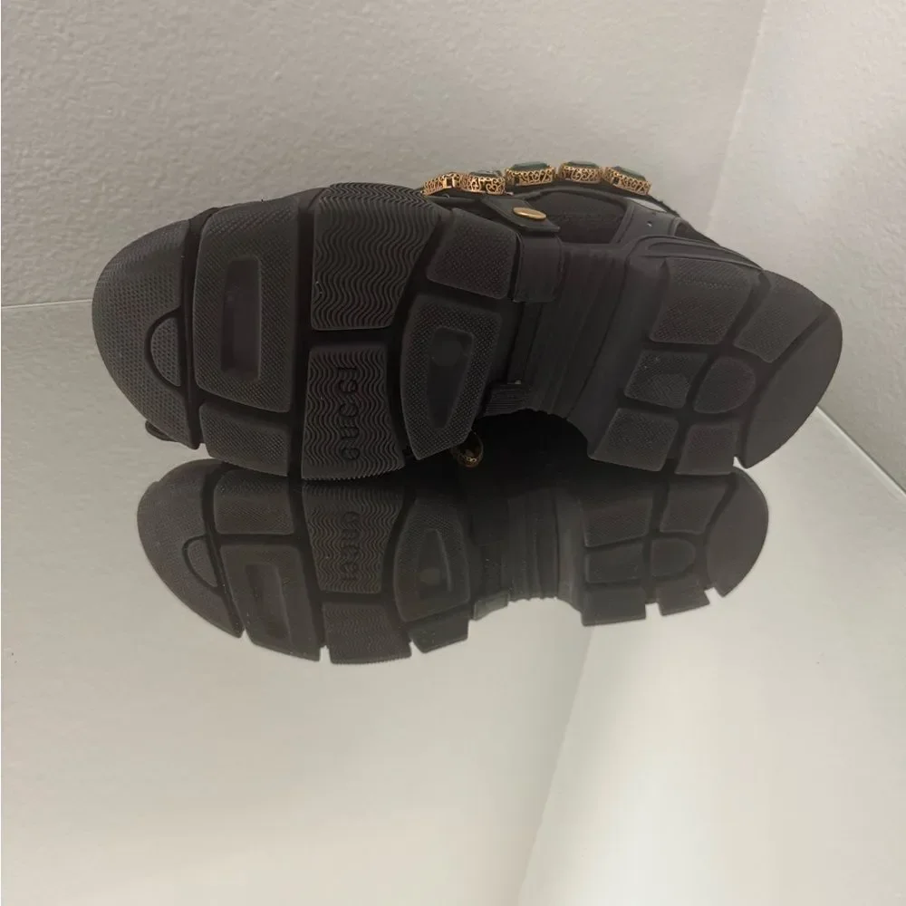 Brand new Gucci Black Mesh and Leather Flashtrek Reflective Removable Crystals - Picture 10 of 15